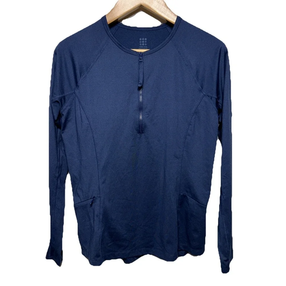 Title‎ Nine Sunbuster 1/2 Zip Long Sleeve Sun Shirt Blue Women's Size Medium EUC
